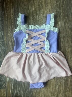 Lilac and Light Pink Lace-Trim Ballet Dress for Girls only little once